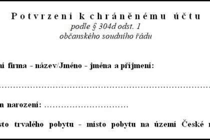 Potvrzení k chráněnému účtu